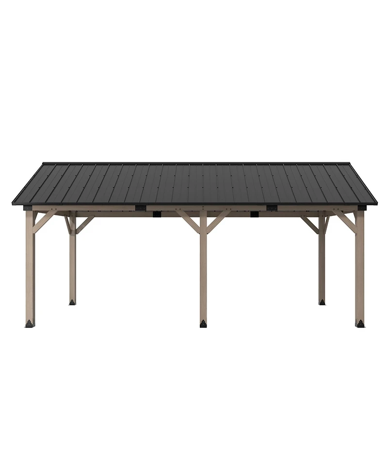 12 x 20 ft. Wood Gazebo Cedar Framed Wooden Gazebo with Curtain and Netting