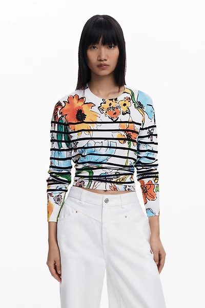 Desigual Women's Striped floral sweater