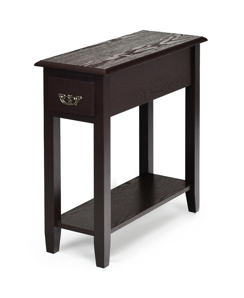 Gymax 2 Tier End Bedside Sofa Side Table Narrow Nightstand w/Drawer &Shelf