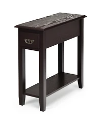 Gymax 2 Tier End Bedside Sofa Side Table Narrow Nightstand w/Drawer &Shelf
