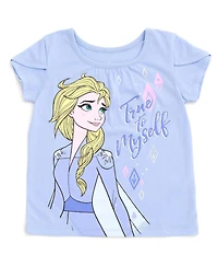 Frozen Little Girls Disney Princess Moana T-Shirt Tulle Skirt and Scrunchie 3 Piece Outfit Set