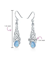 Bling Jewelry Blue Topaz Amethyst Moonstone Celtic Knot Dangle Earrings in Sterling Silver