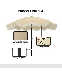 9 Ft. Bohemian Fringed Patio Market Umbrella