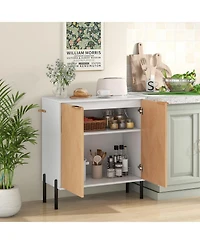 2-Door Buffet Cabinet Sideboard with Shelf and Metal Legs For Dining Room