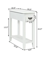 Gymax Set of 2 Nightstand 2 Tier End Bedside Sofa Side Table w/Drawer &Shelf