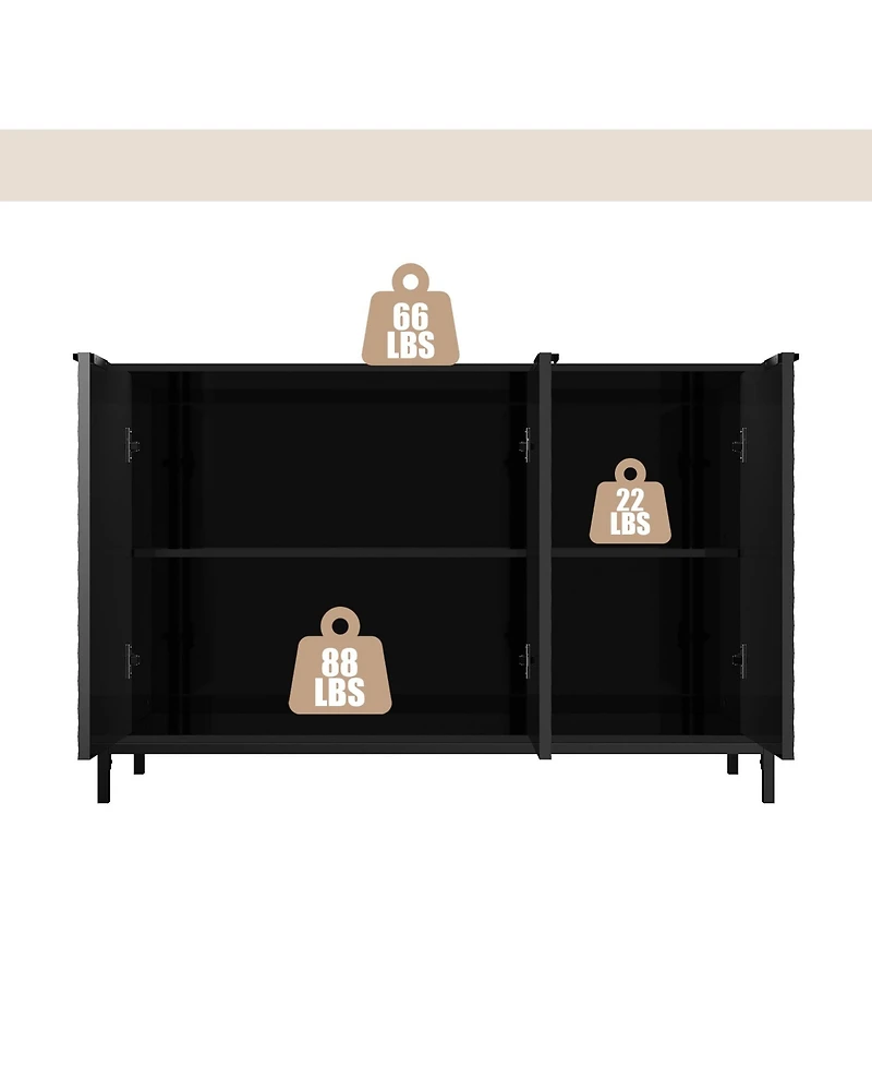 Modern Storage Cabinet with Adjustable Shelves, 49IN Accent 3 Doors, Decorative Cabinets for Living Room, Kitchen, Office