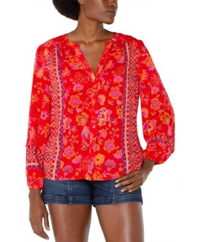 Liverpool Los Angeles Womens Long Sleeve Button Front Woven Blouse P Xs 3x