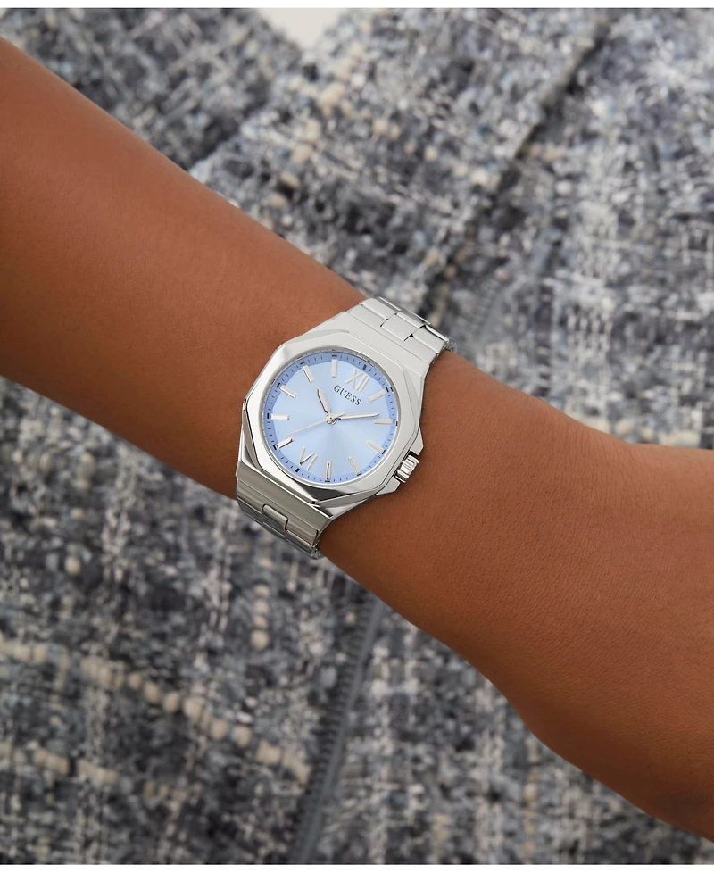Guess Women's Analog Silver-Tone Stainless Steel Watch, 34mm