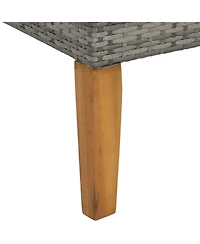 Outdoor Rattan and Acacia Wood Clifdon Patio Furniture Set with Loveseat, Chairs, Table, and Seat Cushions - Navy Blue - 4pc