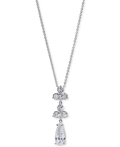 Eliot Danori Silver-Tone Mixed Stone Lariat Necklace, 16" + 2" extender, Exclusively at Macy's