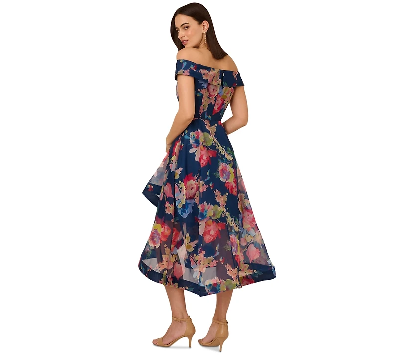 Adrianna Papell Women's Floral Organza High-Low Gown