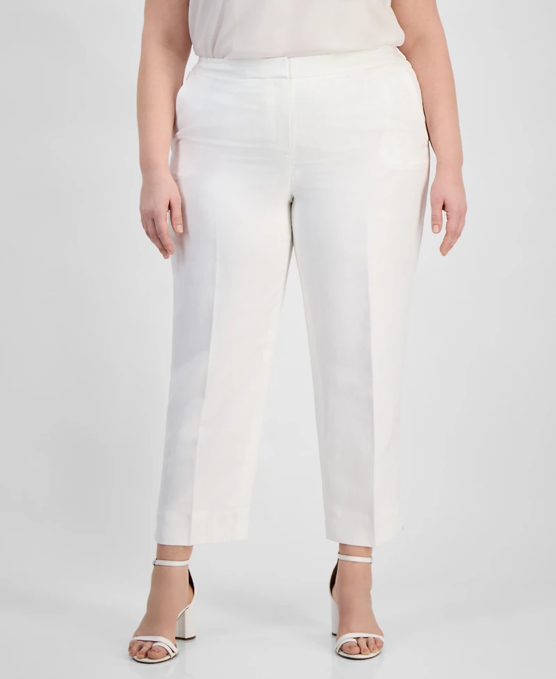 Kasper Plus Linen-Blend Pants