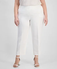 Kasper Plus Linen-Blend Pants