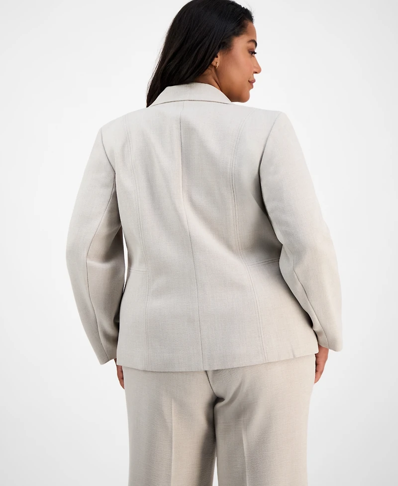 Kasper Plus One-Button Zip-Pocket Blazer