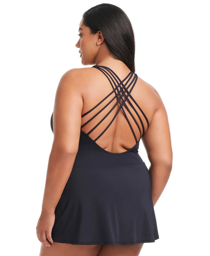 Bleu by Rod Beattie Plus Dont Mesh With Me Inset Swim Dress