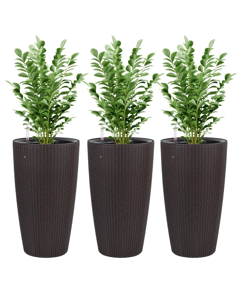 Streamdale Modern Indoor/Outdoor Planter with Auto-Watering (22.5 inch, Brown, 2-Pack)