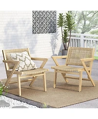 Streamdale Acadia Wood and Woven Wicker Set of 2 Club Chairs for Outdoor Relaxation
