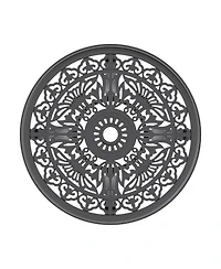 Streamdale 26.77-inch Cast Aluminum Patio Dining Table With Black Frame and Umbrella Hole