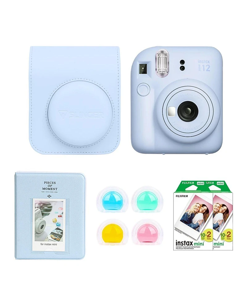 Fujifilm Fujifilm Instax Mini 12 Instant Film Camera, Pastel Blue Bundle with Instax Mini Custom Case, Accessory Kit and Daylight Film, 2x Twin Pack (