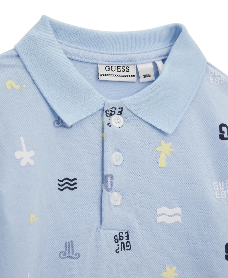 Guess Baby Boys 2-Piece Short Sleeve Stretch Piquet Polo and Set