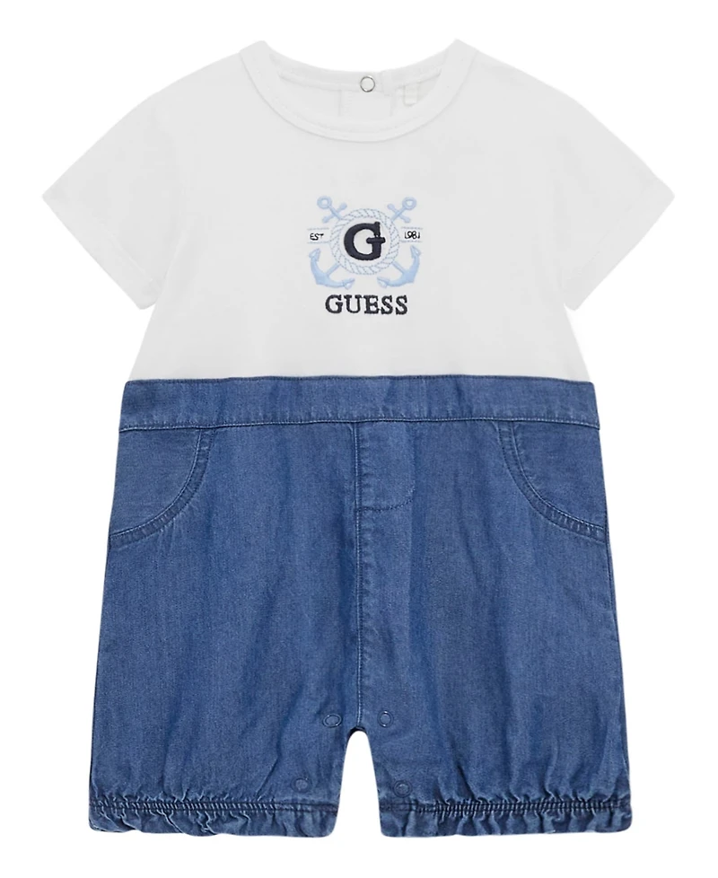 Guess Baby Boys Mixed Media Chambray Shortall