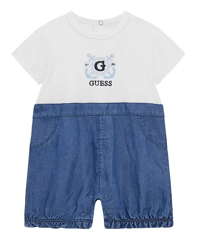 Guess Baby Boys Mixed Media Chambray Shortall