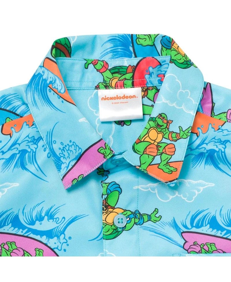 Teenage Mutant Ninja Turtles Toddler Boys Leonardo Michelangelo Raphael Hawaiian Button Down Shirt to