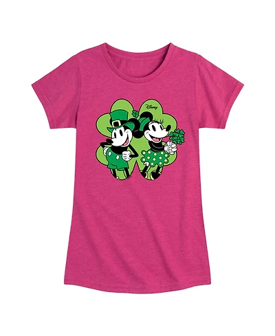 Disney Big Girls Minnie Mickey St Patrick's Day Graphic Short Sleeve T-Shirt