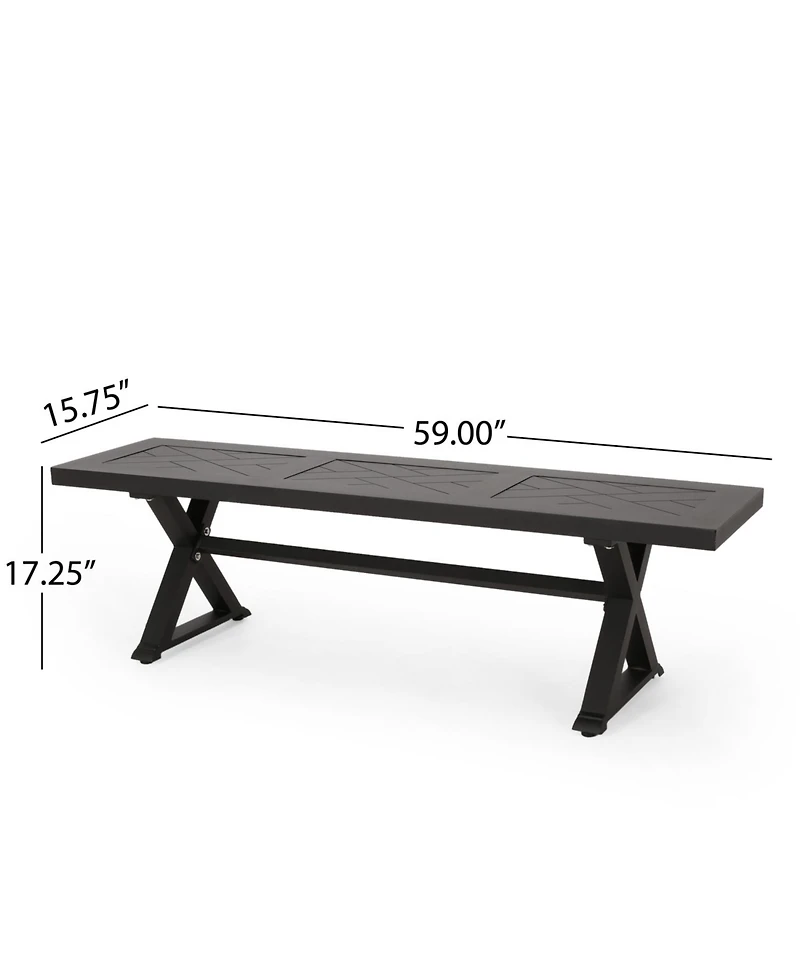 Streamdale Outdoor Dining Bench, Antique Matte Black