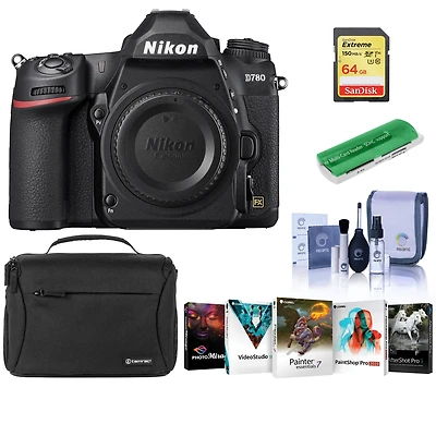 Nikon Nikon D780 Fx-Format Dslr Camera Body Only Bundle with Bag, 64GB Card, Pc Software Pack and Accessories