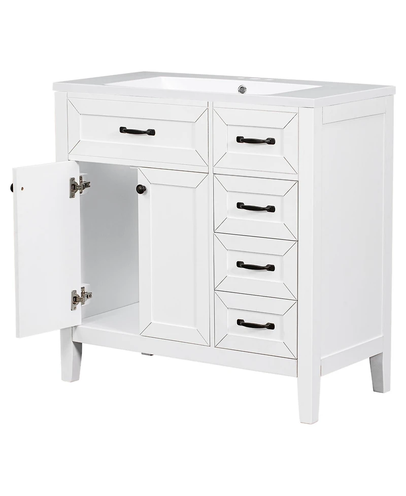 Streamdale 36" Bathroom Vanity with Sink Combo, White Bathroom Cabinet with Drawers, Solid Frame and Mdf Board