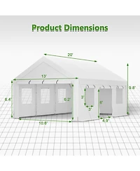 Streamdale 13x20 Heavy Duty Steel Carport Storage Canopy Garage Tent w/ Removable Sidewalls