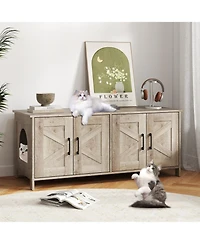 Modern Cat Litter Box Enclosure for 2 Cats, Hidden Cabinet Furniture