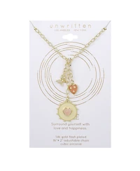 Unwritten Cubic Zirconia Rose Quartz Stone Heart Charm Y-Necklace