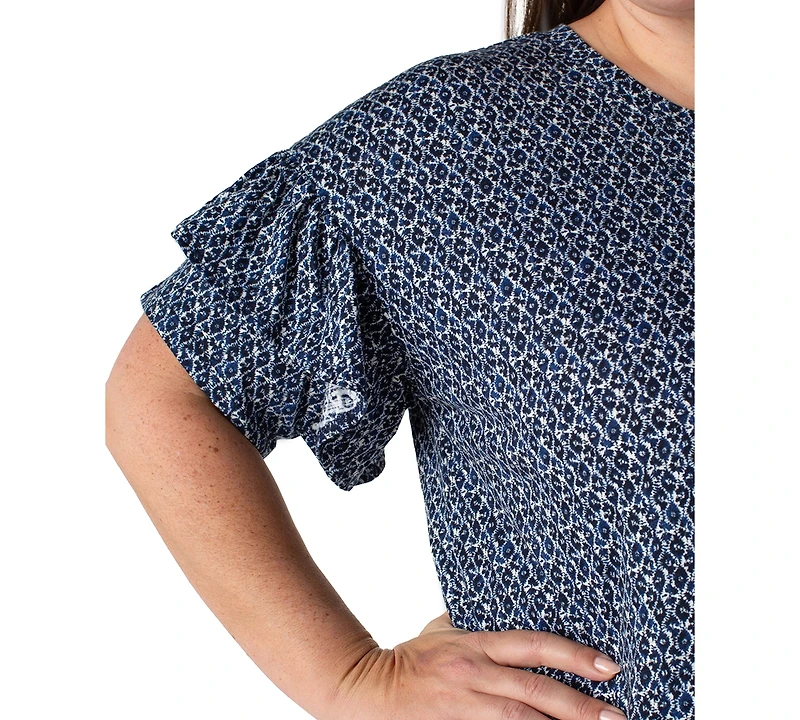 Liverpool Plus Printed Ruffled Half-Sleeve Top