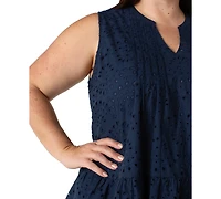 Liverpool Plus Cotton Eyelet Sleeveless Blouse