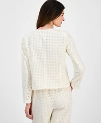 Anne Klein Women's Cotton Eyelet Button-Front Jacket