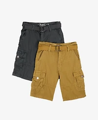 Raw X Big Boys 2 Pack Combo Belted Twill Cargo Shorts 8-18