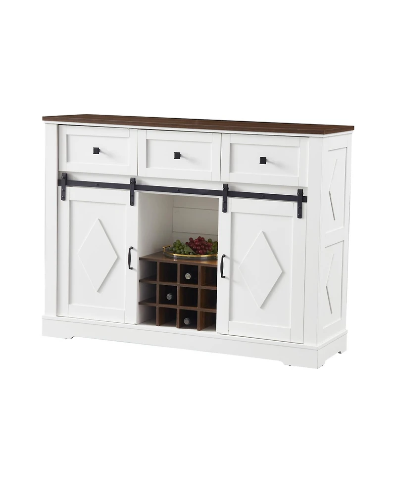 Streamdale Farmhouse Buffet Cabinet with 2 Doors, 3 Drawers, and Sliding Barn Door