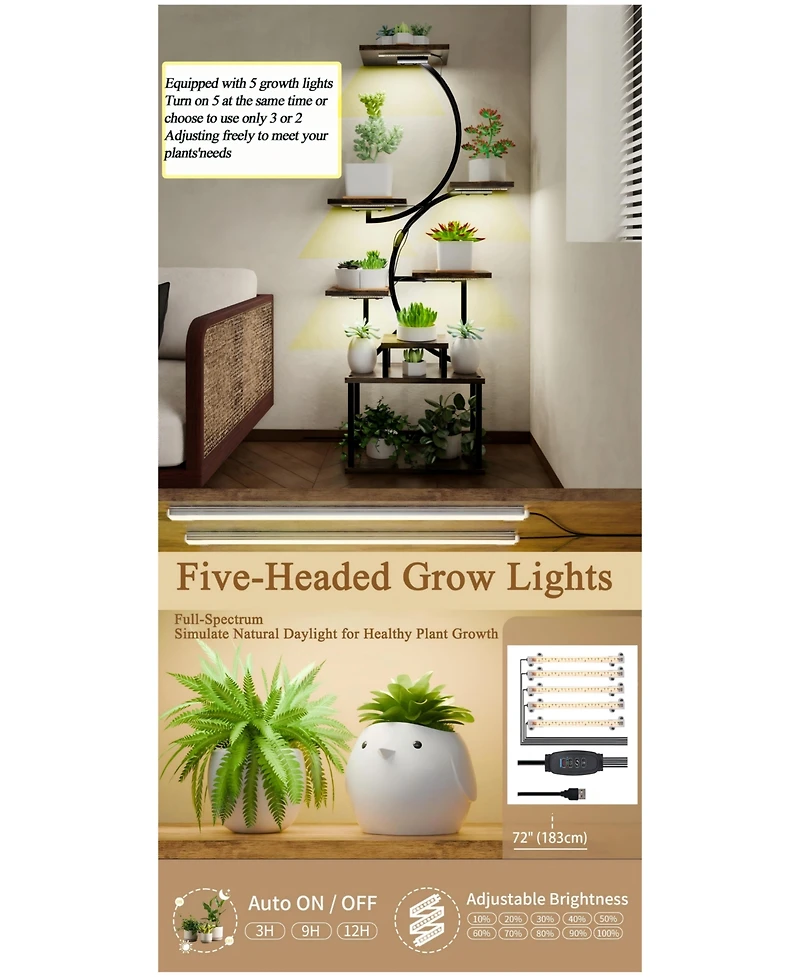 8-Tier Plant Stand with Grow Lights (Dimmable