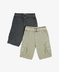 Raw X Big Boys 2 Pack Combo Belted Twill Cargo Shorts 8-18