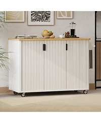 Streamdale Farmhouse Kitchen Island on Wheels with Storage