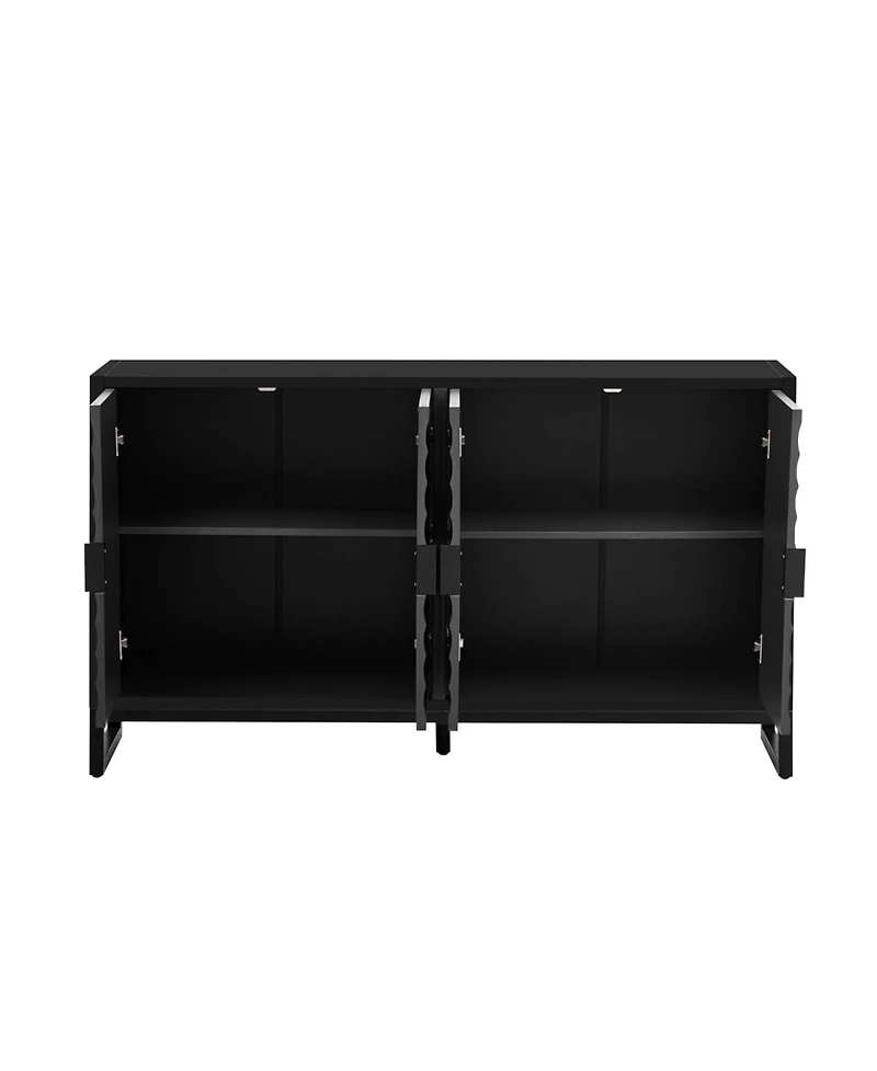 Streamdale Rubberwood Veneer Sideboard Cabinet with Adjustable Shelves