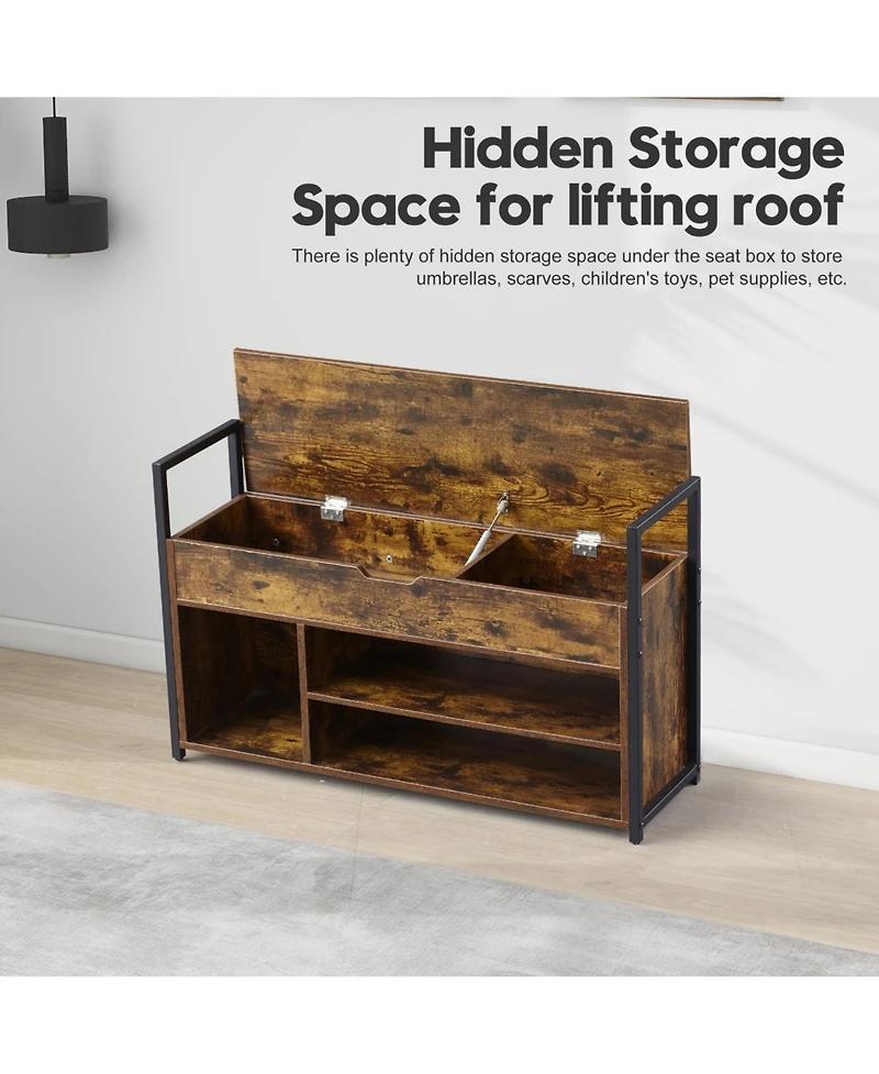 Streamdale 39" Storage Bench with Cushion and Lift-Top for Shoes, Entryway
