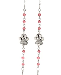 2028 Silver-Tone Dog Paws Round Pink Acrylic Bead Necklace