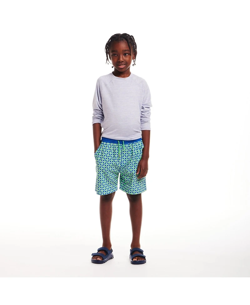 Toddler/Child Boys Green Geo Print Swim Trunk