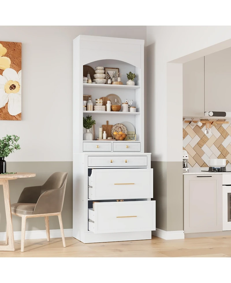 Streamdale 83.7" Tall Kitchen Pantry with Faux Marble Top and Drawers