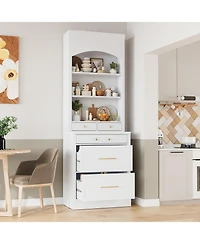 Streamdale 83.7" Tall Kitchen Pantry with Faux Marble Top and Drawers