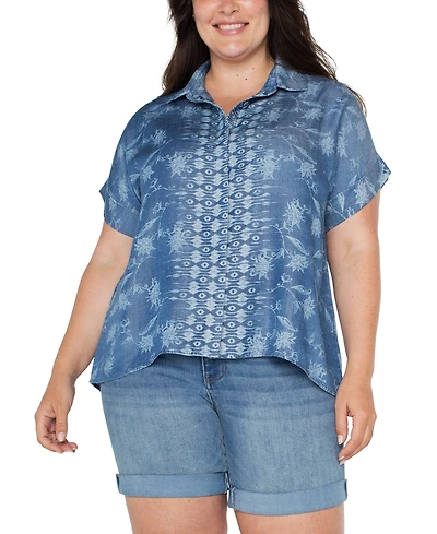 Liverpool Plus Printed High-Low Camp Shirt