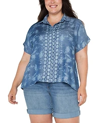 Liverpool Plus Printed High-Low Camp Shirt